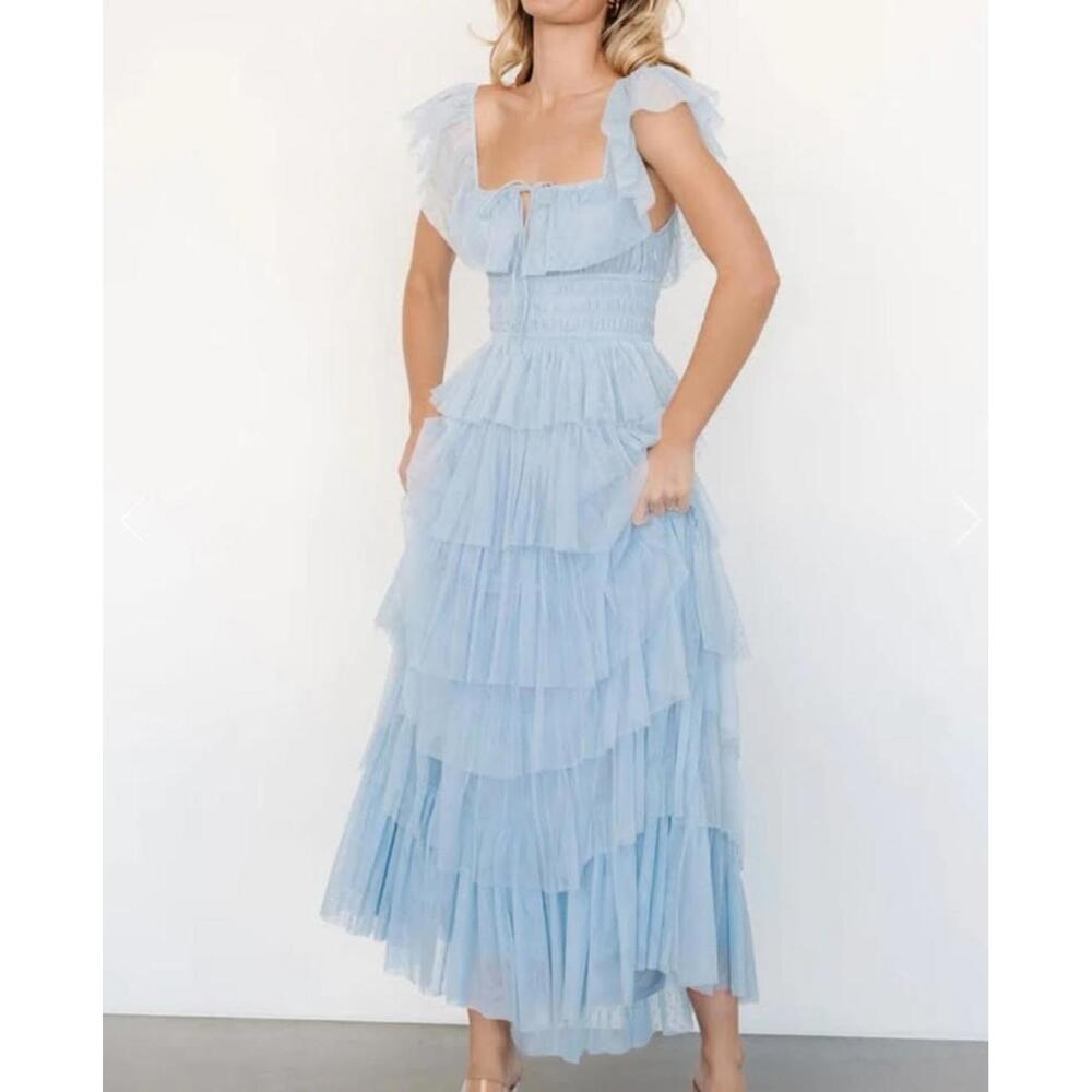 blue tulle maxi dress size S